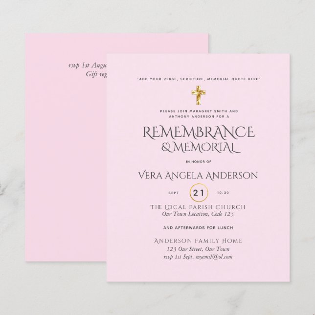 Convite Orçamento Cruz de Ouro Memorial Remembranc (Frente/Verso)