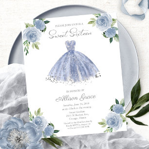 Convite Orçamento Sweet 16 Vestido Azul Poeira Pra