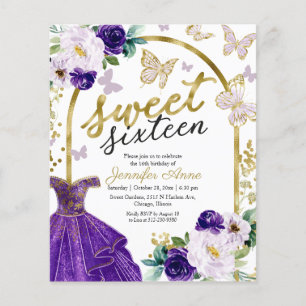 Convite Orçamento Sweet 16 Vestido Floral Borbolet