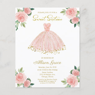 Convite Orçamento Sweet 16 Vestido Rosa Bege Doura