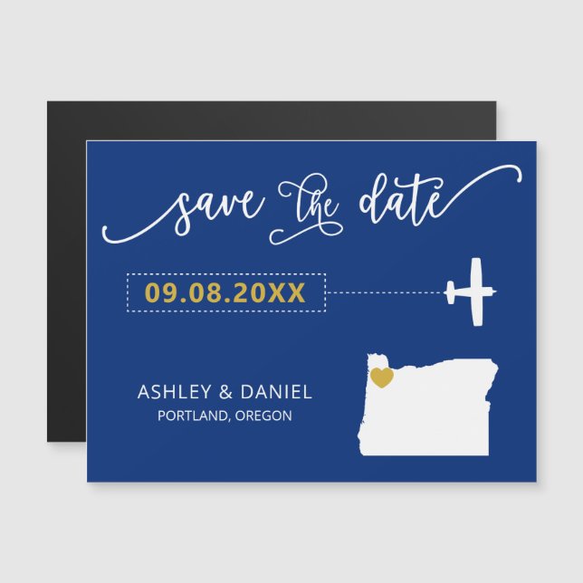 Convite Oregon Wedding Save the Date Card, Map (Frente/Verso)
