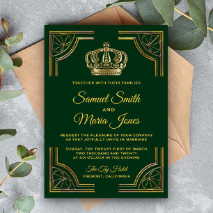 Convite ornamentado elegante do casamento da coroa