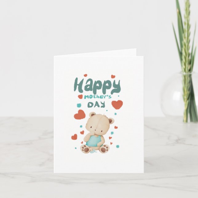 Convite Osito bebé desea feliz día de la madre (Frente)