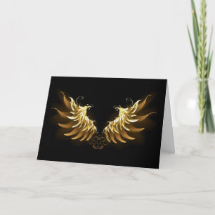 Convite Ouro Angel Wings sobre fundo preto