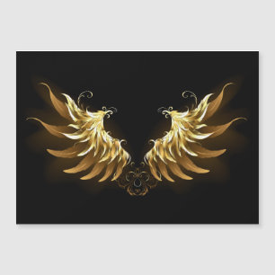 Convite Ouro Angel Wings sobre fundo preto