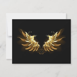 Convite Ouro Angel Wings sobre fundo preto