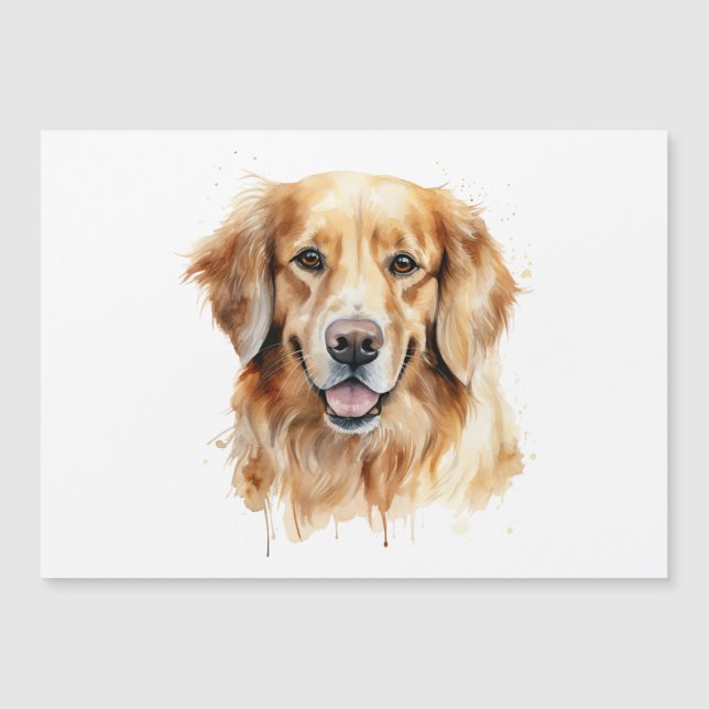Convite Ouro Retriever aquarela impressão Dog art presente (Frente)