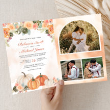 Outono Floral de Abóbora Código QR Casamento