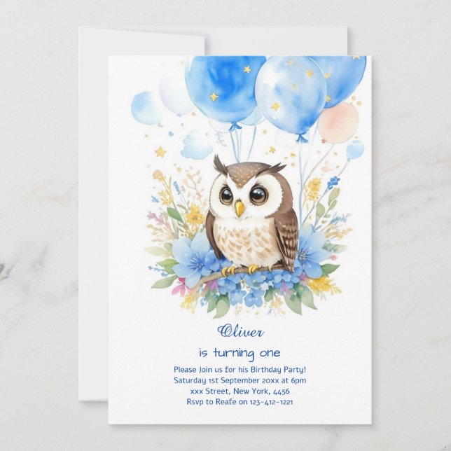 Convite Owl Birthday (Frente)