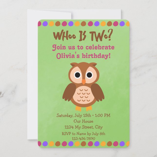 Convite Owl Birthday (Frente)