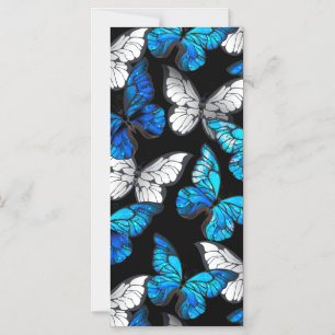 Convite Padrão contínuo escuro com borboletas azuis Morpho