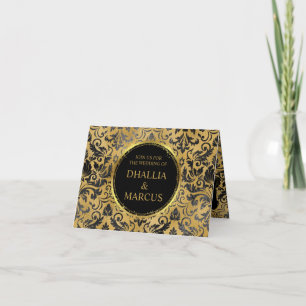 Convite Padrão De Gótico Preto E Dourado