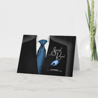 Convite Padrinhos de casamento solicitam Tuxedo com tom az
