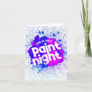 Convite Paint Night Birthday Dobrado Invite - Azul