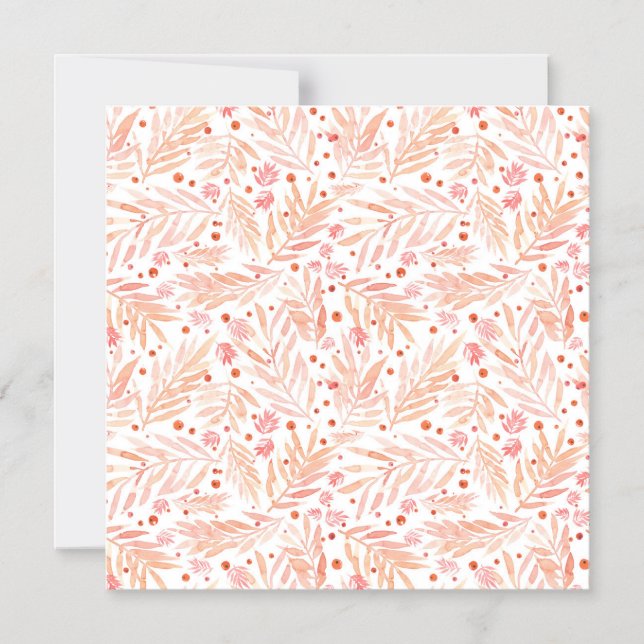 Convite Painted Peach Palm Leaves (Frente)