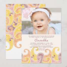 Convite Paisley Annaprashan (Primeiro Arroz)
