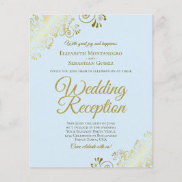 Convite Pale Azul e Dourado ORÇAMENTO DE Recepção 