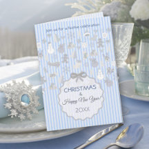 Pale Azul Pastel Listra Natal Prateado Caprichoso