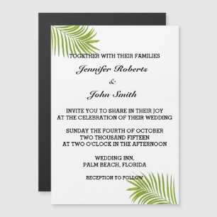 Convite Palm Tree Foliage Green Watercolor deixa casamento