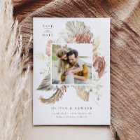 Palma Seca de Boho e Orquídeas Foto Salvar a Data