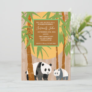 Convite Panda Bears & Bamboo para Casamento