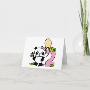 Convite Panda Girl 2nd Birthday Fill-in Invitations