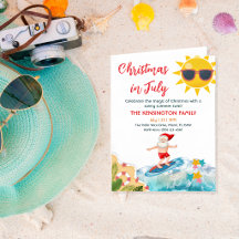 Papai Noel de Verão Natal na Praia Tropical em Jul