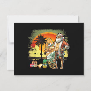 Convite Papai Noel Surfista de Verão Tropical 6 Pack Natal
