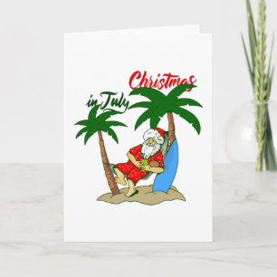 Convite papai noel tropical de julho de natal