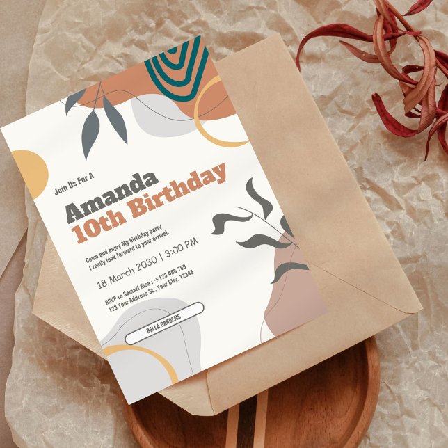 Convite para 10 de aniversário do Botanical Retro (Criador carregado)