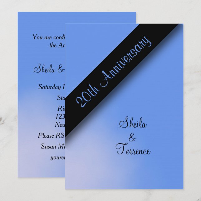 Convite para 20º Aniversário de Casamento (Frente/Verso)