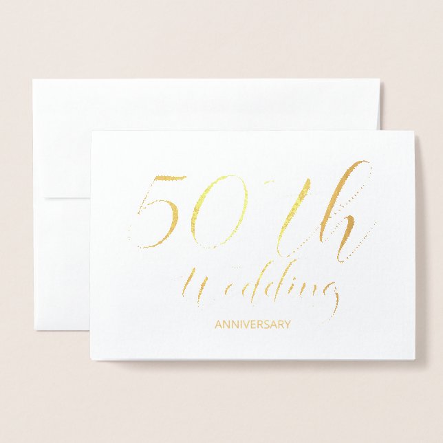 Convite para 50 anos de casamento Gold Foil (Frente com envelope)