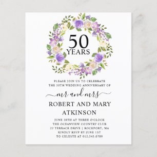 Convite para 50 anos de Roxo de Orçamento