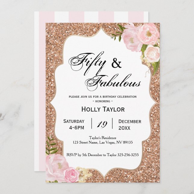 Convite para 50 anos personalizado (Frente/Verso)