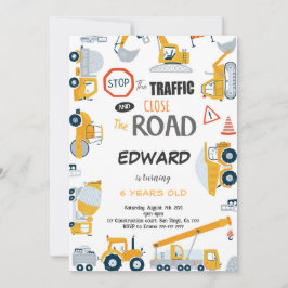 Convite para 6 Birthday Construction Boy
