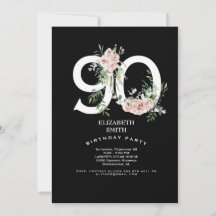 Convite para 90 rosa rosa rosa preto e branco
