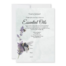 Convite para a aula de óleo essencial de lavanda e