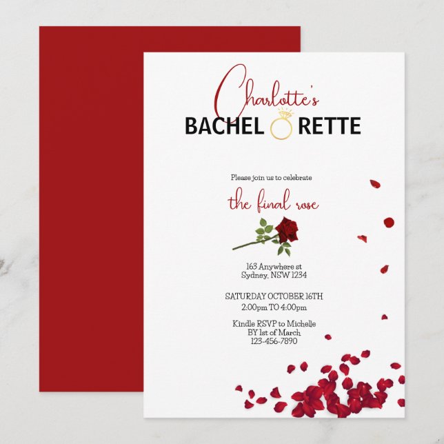 Convite para a Bachelorette do Rosa Final (Frente/Verso)