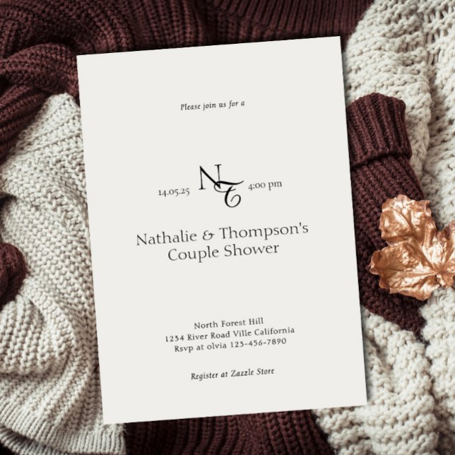 Convite para a Casal de Monograma Elegante (Criador carregado)