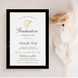 convite para a cerimônia de formatura em preto e o<br><div class="desc">Um cartão de formatura elegante com ouro falso e preto. Os detalhes do texto e a imagem podem ser personalizados.</div>