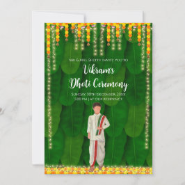 Convite para a cerimônia do Dhoti Convite para a f