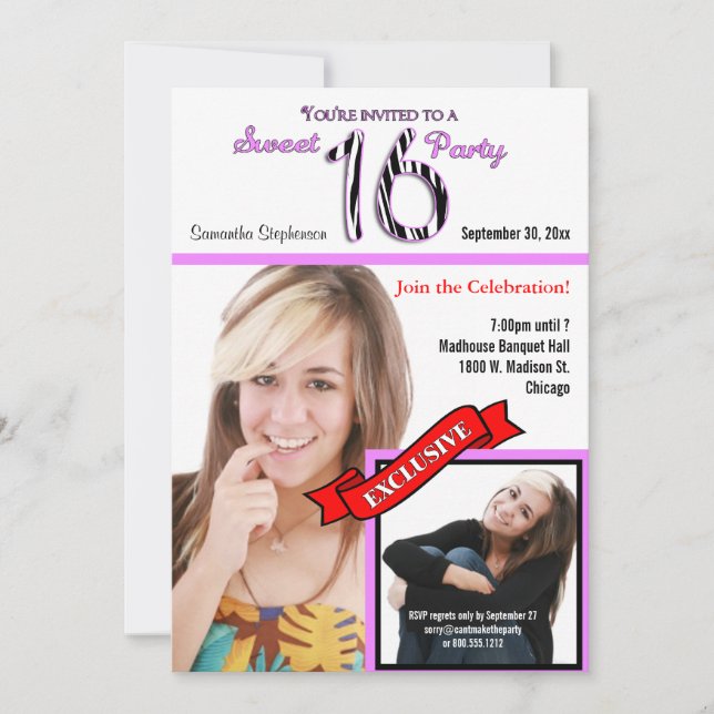 Convite para a Festa 16 do Estilo de Revista Perso (Frente)