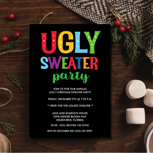 Convite para a Festa Adulta do Office Ugly Sweater (Christmas Ugly Sweater Office Adult Party Invitation)