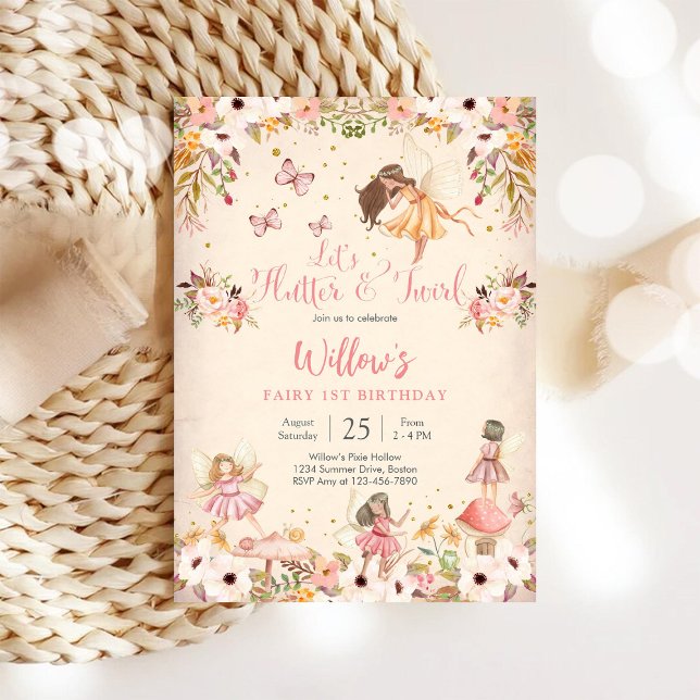 Convite para a Festa de 1º Aniversário da Fada (Criador carregado)