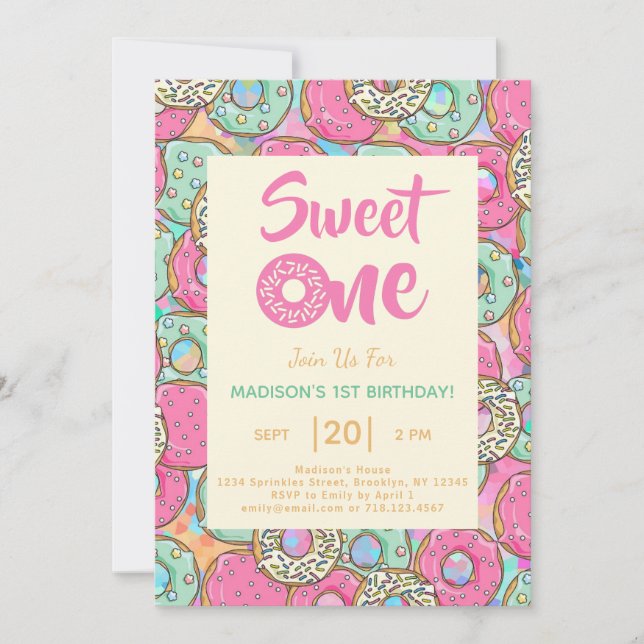 Convite para a Festa de 1º Aniversário Sweet One D (Frente)
