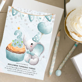 Convite para a Festa de 3 Anos do Menino Elefante 