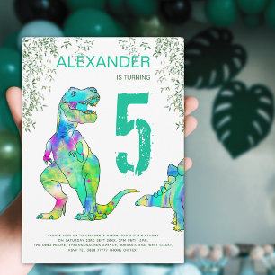 Convite para a Festa de 5 Anos na Selva dos Dinoss