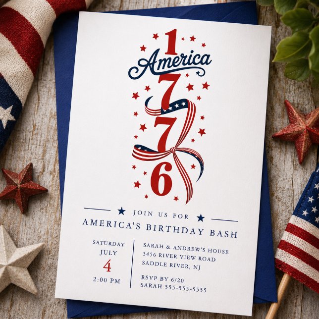 Convite para a Festa de Aniversário de 1776 da Amé (Criador carregado)