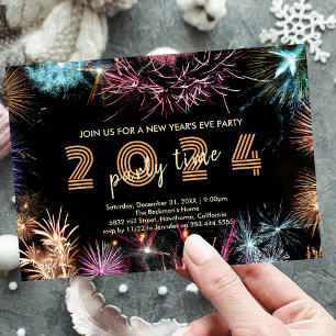 Convite para a Festa de Ano Novo Gold Fireworks
