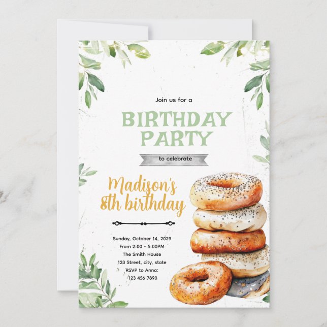 Convite para a festa de bagels Spread the love (Frente)